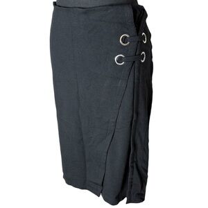 KATIES Black Plus Size Jersey Knit Skirt Metal Grommet Details Size 2XL